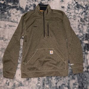 Carhartt Heathered Olive Quarter-Zip Sweatshirt Size M